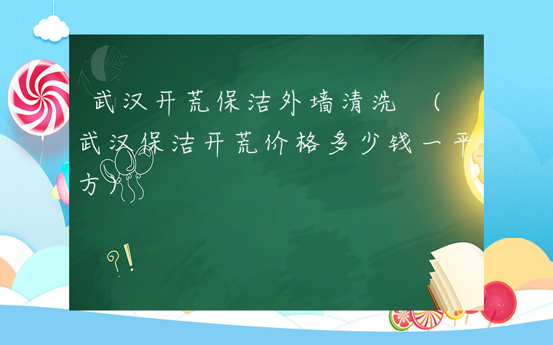 武汉开荒保洁外墙清洗 (武汉保洁开荒价格多少钱一平方)